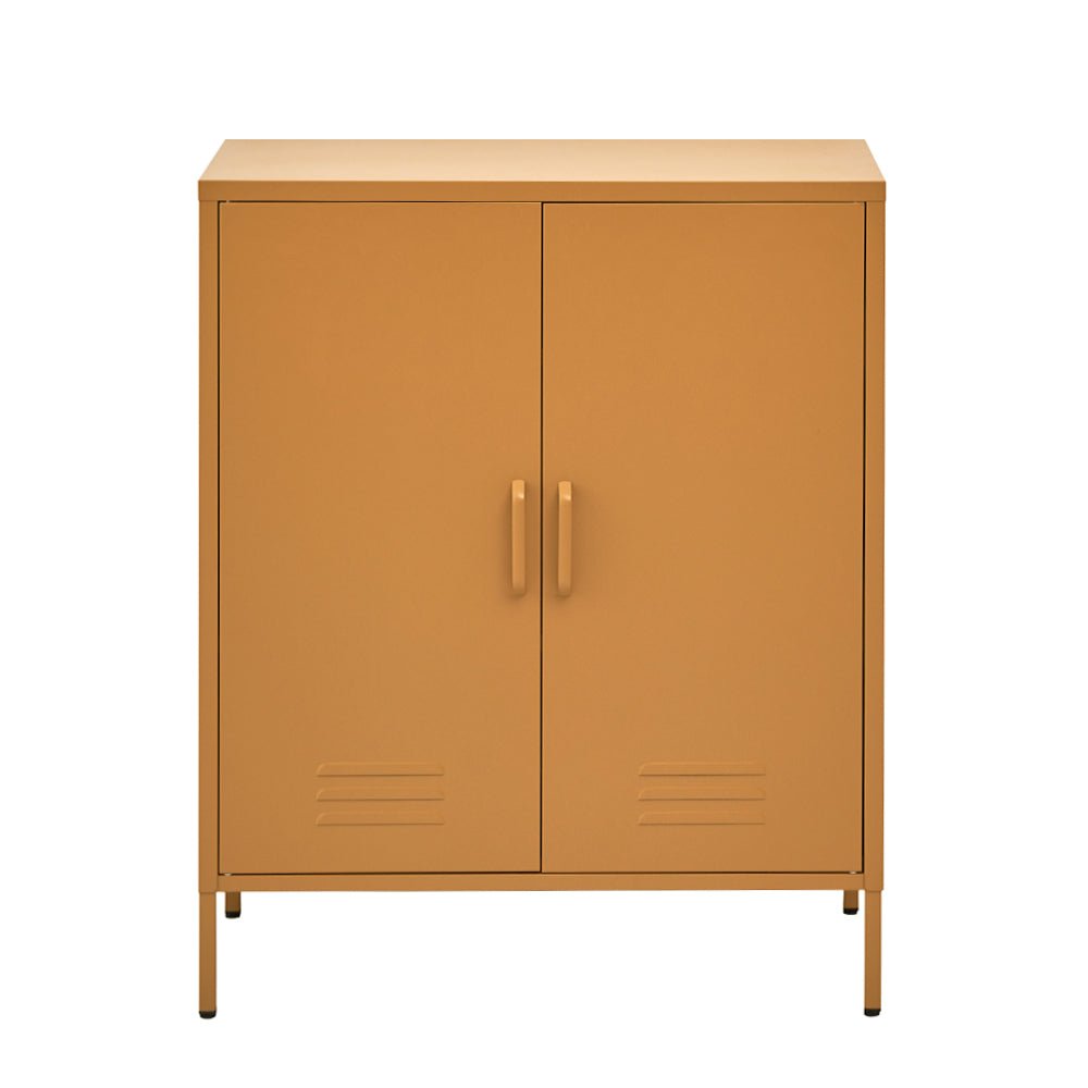 Tall Metal Locker Style Buffet Sideboard Cabinet - Yellow - Furniture > Living Room - Rivercity House & Home Co. (ABN 18 642 972 209) - Affordable Modern Furniture Australia