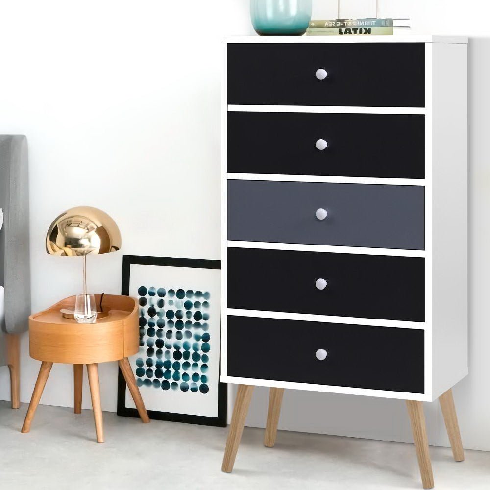 Tallboy Chest Of 5 Drawers - Rivercity House & Home Co. (ABN 18 642 972 209) - Affordable Modern Furniture Australia
