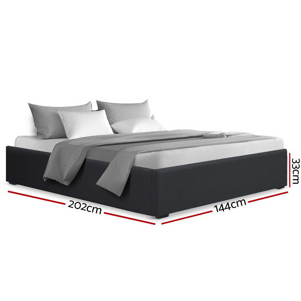 Toki Fabric Double Gas Lift Bed Frame Base with Storage Charcoal - Rivercity House & Home Co. (ABN 18 642 972 209) - Affordable Modern Furniture Australia