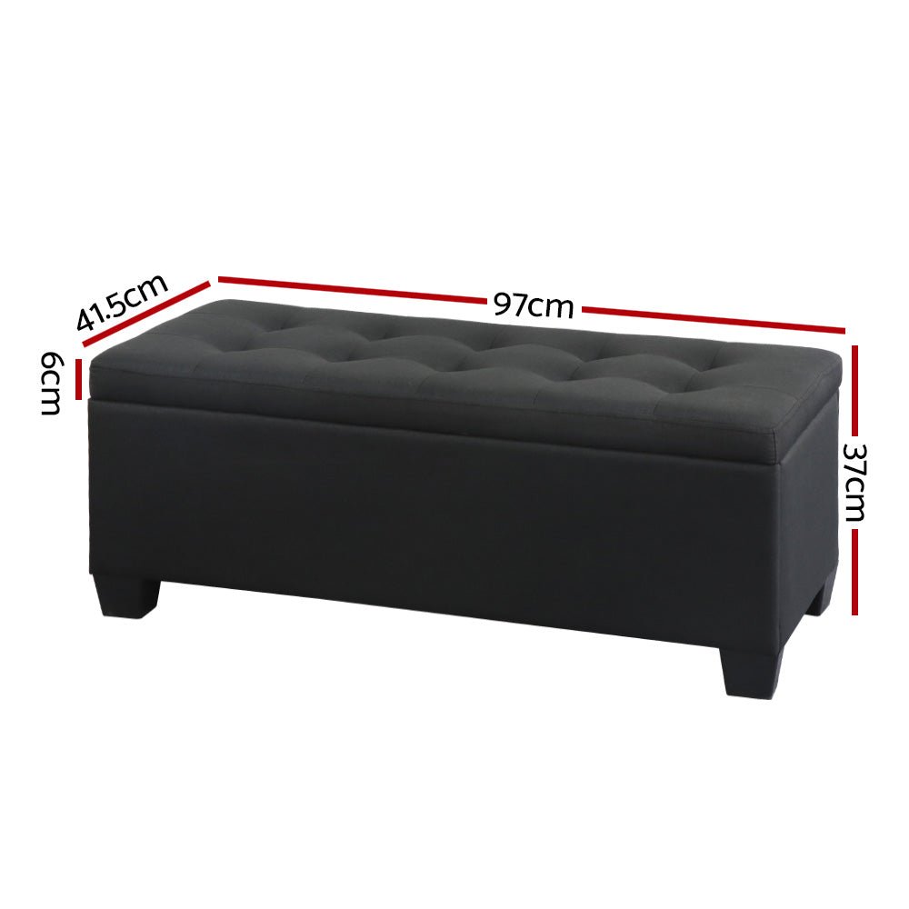 Tommie Fabric Storage Ottoman Black - Mid - Season Super Sale - Rivercity House & Home Co. (ABN 18 642 972 209) - Affordable Modern Furniture Australia