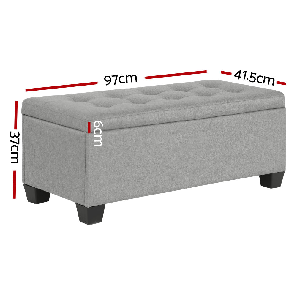 Tommie Fabric Storage Ottoman Light Grey - Furniture > Bedroom - Rivercity House & Home Co. (ABN 18 642 972 209) - Affordable Modern Furniture Australia