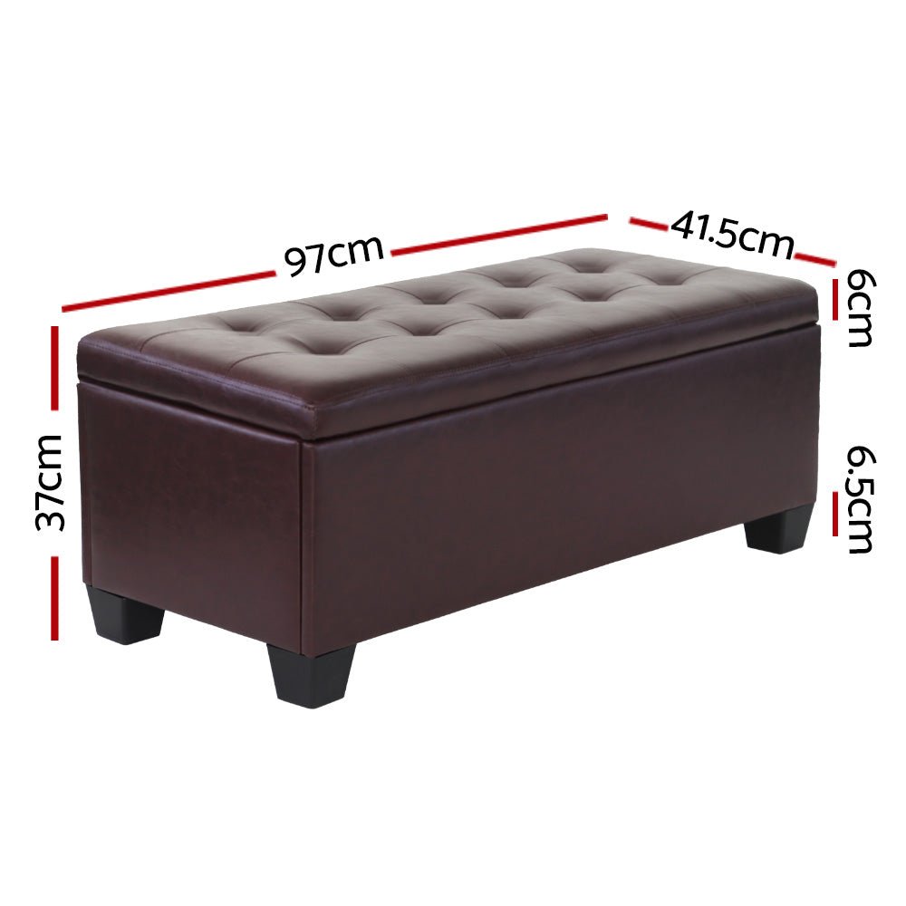 Tommie PU Leather Storage Ottoman Brown - Furniture > Living Room - Rivercity House & Home Co. (ABN 18 642 972 209) - Affordable Modern Furniture Australia