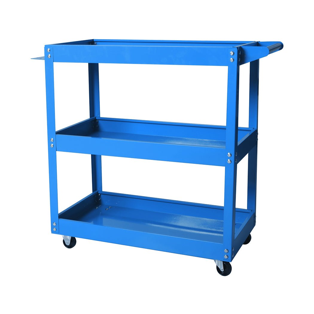 Tool Cart Trolley with Toolbox and 3 Storage Trays - Blue - Rivercity House & Home Co. (ABN 18 642 972 209) - Affordable Modern Furniture Australia