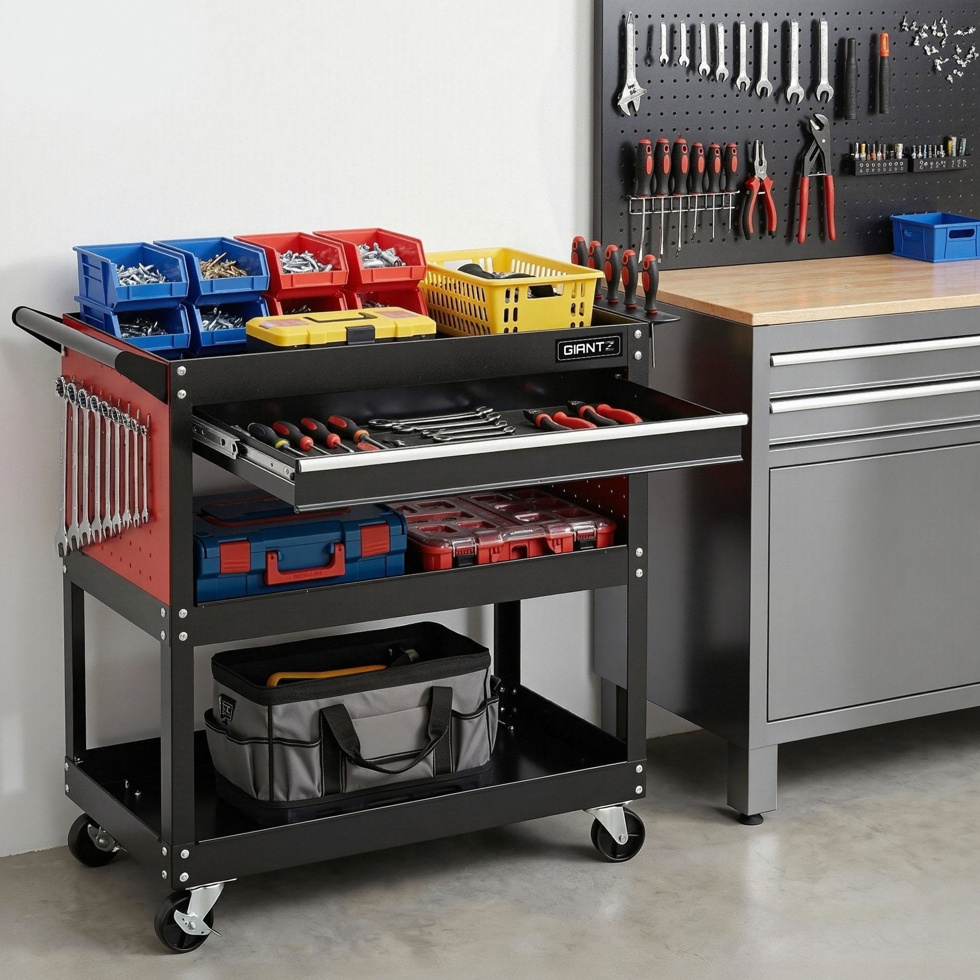 Tool Trolley Cart Rolling Cabinet with Drawer Workshop Garage Storage - Tools > Tools Storage > Utility Trolleys - Rivercity House & Home Co. (ABN 18 642 972 209) - Affordable Modern Furniture Australia