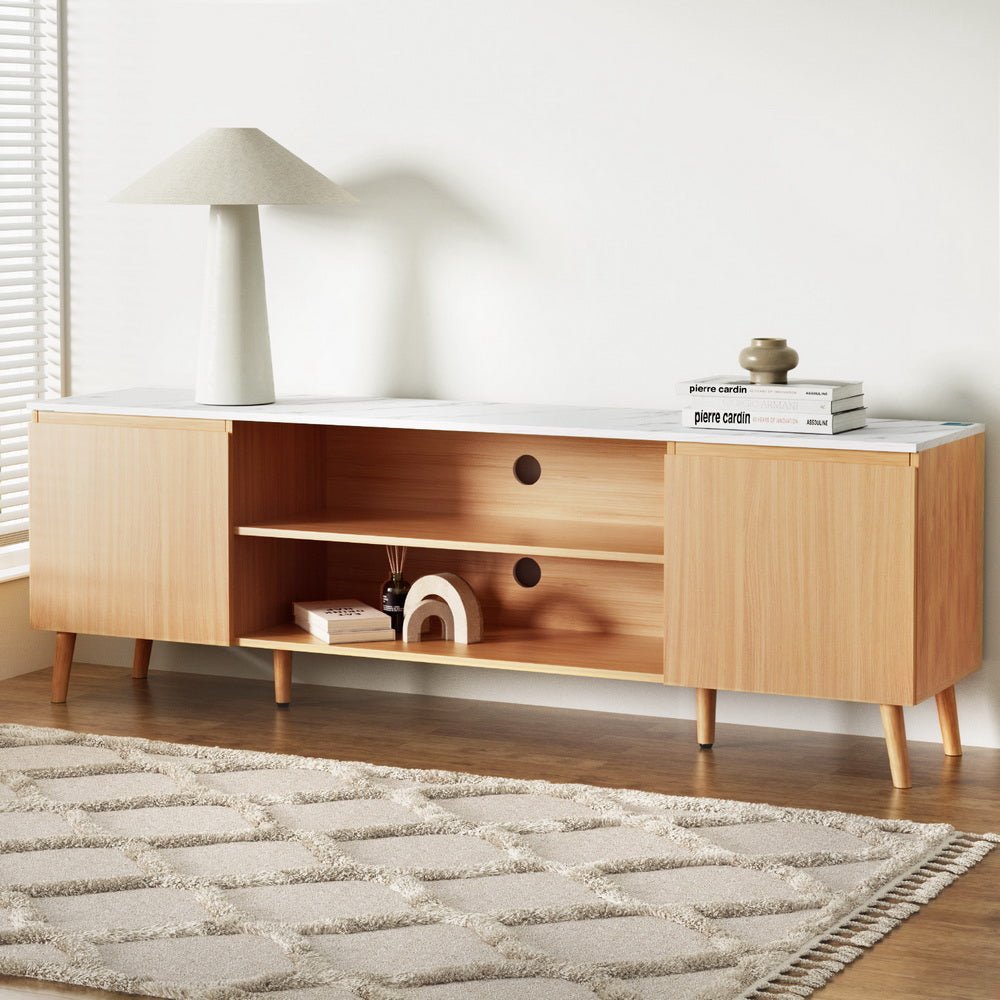 TV Cabinet Entertainment Unit Stand 180CM Pine White - Furniture > Living Room > TV Units - Rivercity House & Home Co. (ABN 18 642 972 209) - Affordable Modern Furniture Australia