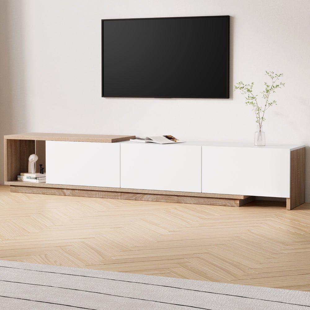 TV Cabinet Entertainment Unit Stand Extendable White Oak - Furniture > Living Room > TV Units - Rivercity House & Home Co. (ABN 18 642 972 209) - Affordable Modern Furniture Australia