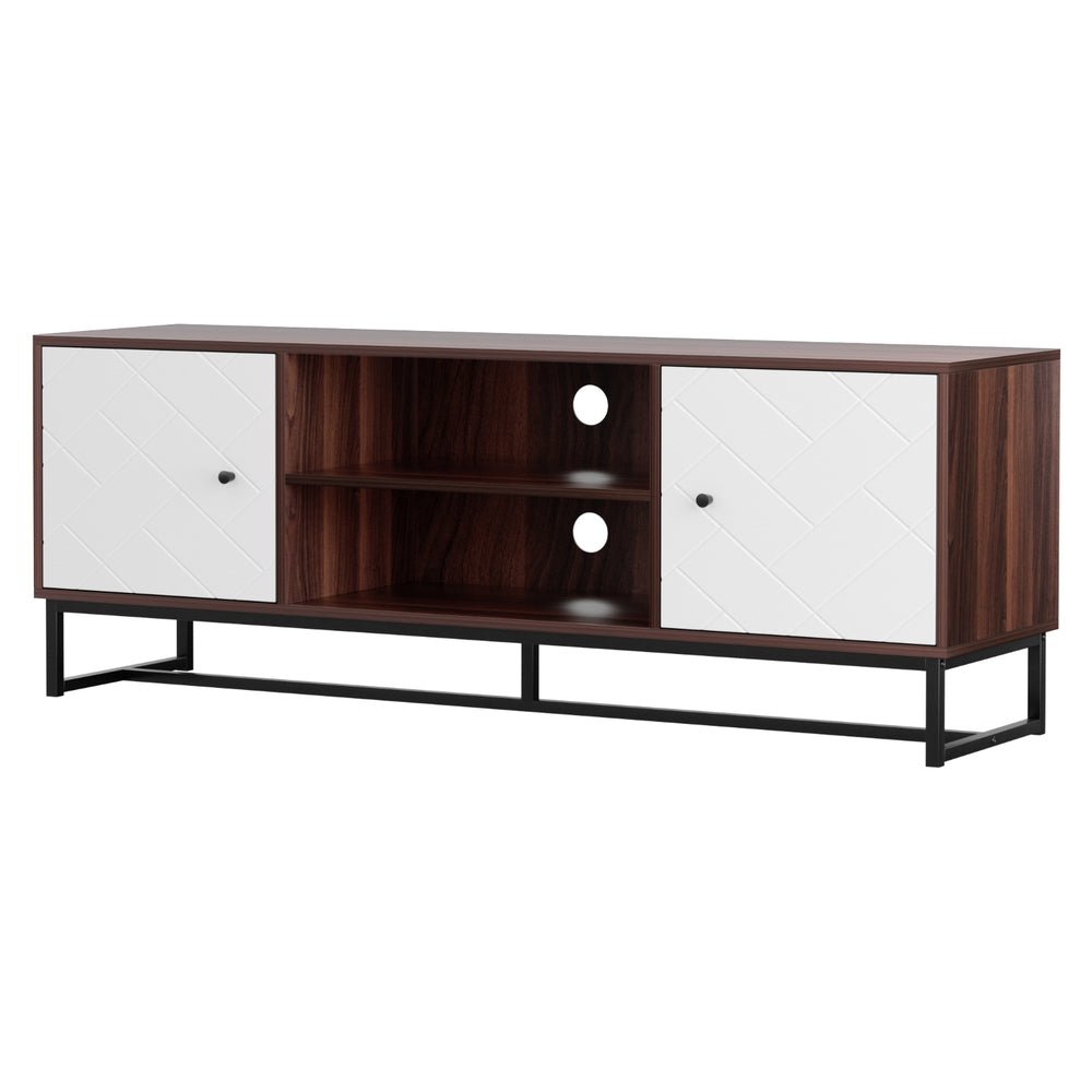 TV Unit 150cm Storage Shelves Walnut White - Furniture > Living Room > TV Units - Rivercity House & Home Co. (ABN 18 642 972 209) - Affordable Modern Furniture Australia