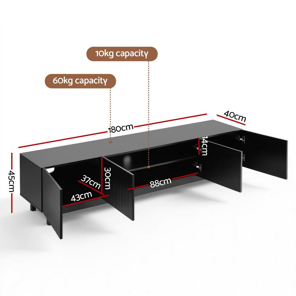 TV Unit Entertainment Unit Storage Cabinet 180cm Black - Furniture > Living Room > TV Units - Rivercity House & Home Co. (ABN 18 642 972 209) - Affordable Modern Furniture Australia