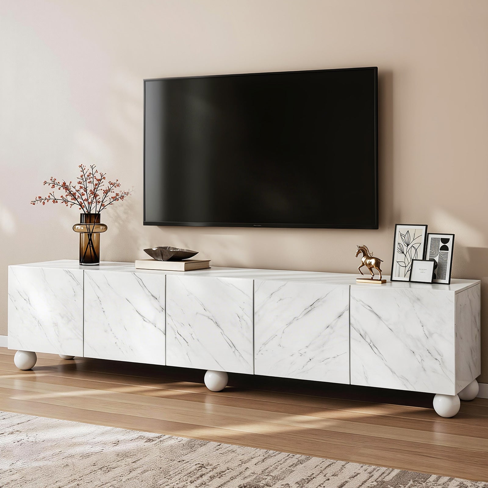 TV Unit Entertainment Unit Storage Cabinet 200cm White - Furniture > Living Room > TV Units - Rivercity House & Home Co. (ABN 18 642 972 209) - Affordable Modern Furniture Australia