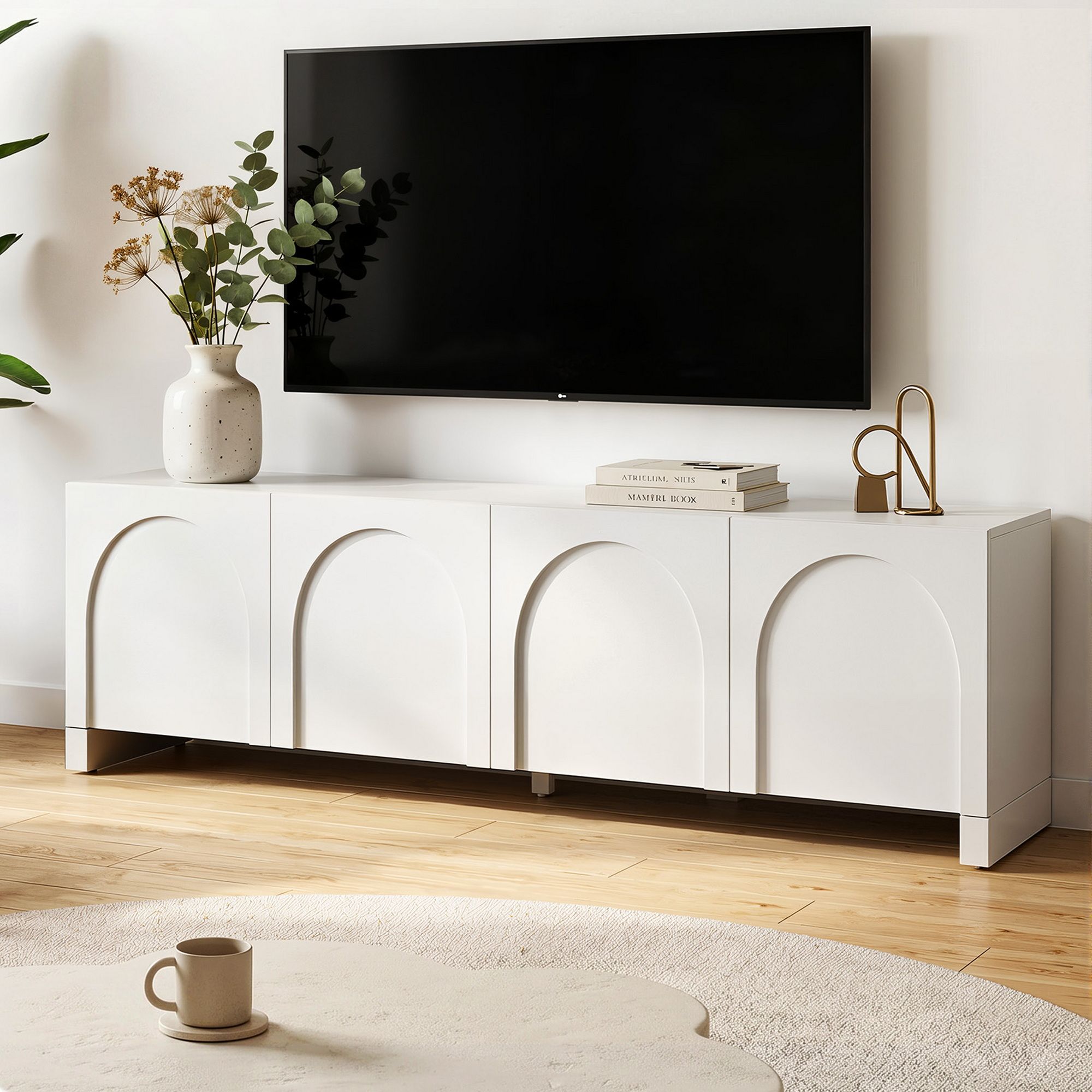 TV Unit Entertainment Unit Storage Cabinet Adjustable Shelf 180cm White - Furniture > Living Room > TV Units - Rivercity House & Home Co. (ABN 18 642 972 209) - Affordable Modern Furniture Australia