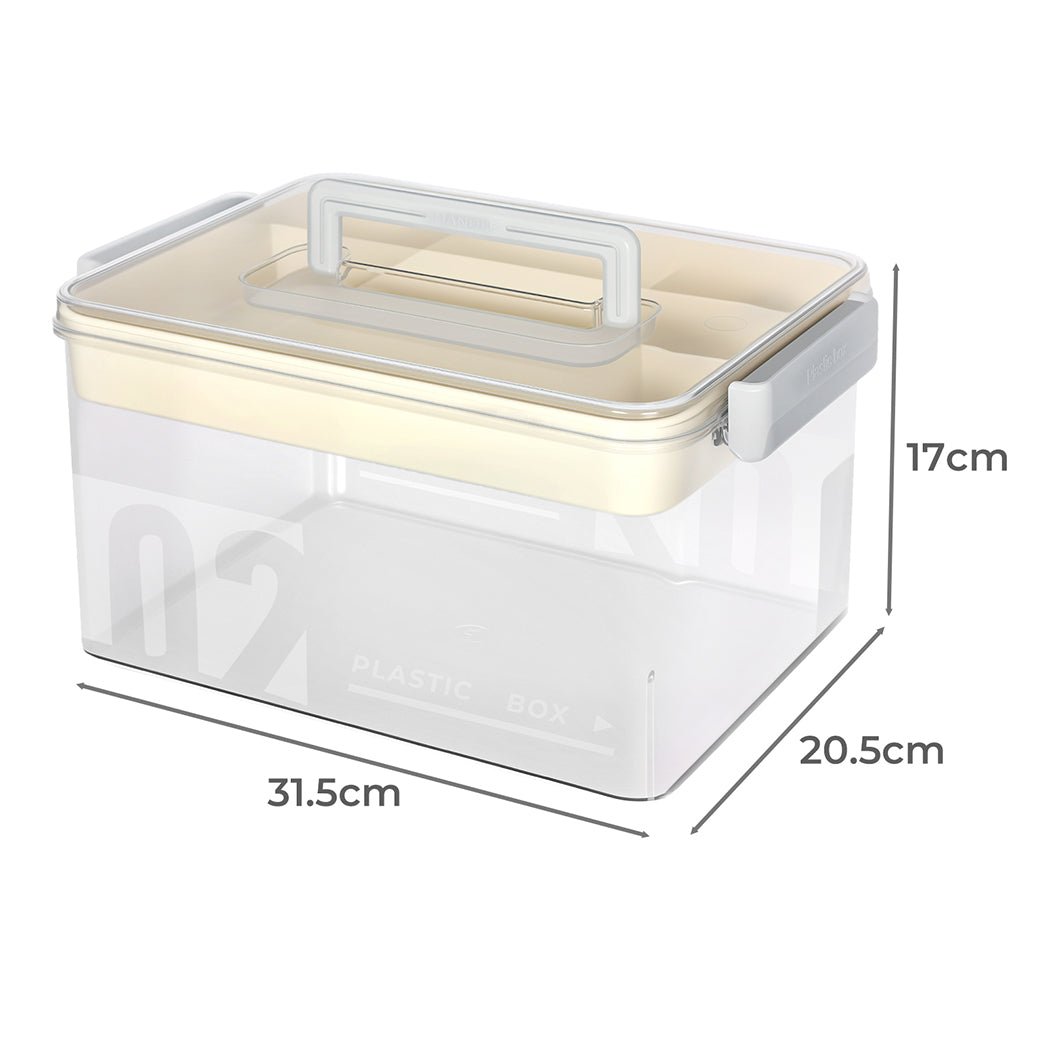 Two Layer Medical Storage Box with Handle and Compartments - Transparent - Rivercity House & Home Co. (ABN 18 642 972 209) - Affordable Modern Furniture Australia