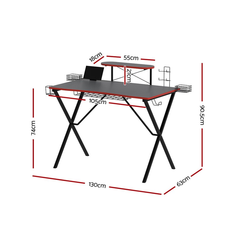 Two - Tier Deluxe Gaming Desk - Black - Furniture > Office - Rivercity House & Home Co. (ABN 18 642 972 209) - Affordable Modern Furniture Australia