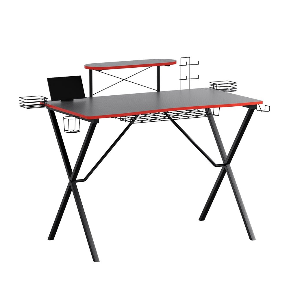 Two - Tier Deluxe Gaming Desk - Black - Furniture > Office - Rivercity House & Home Co. (ABN 18 642 972 209) - Affordable Modern Furniture Australia