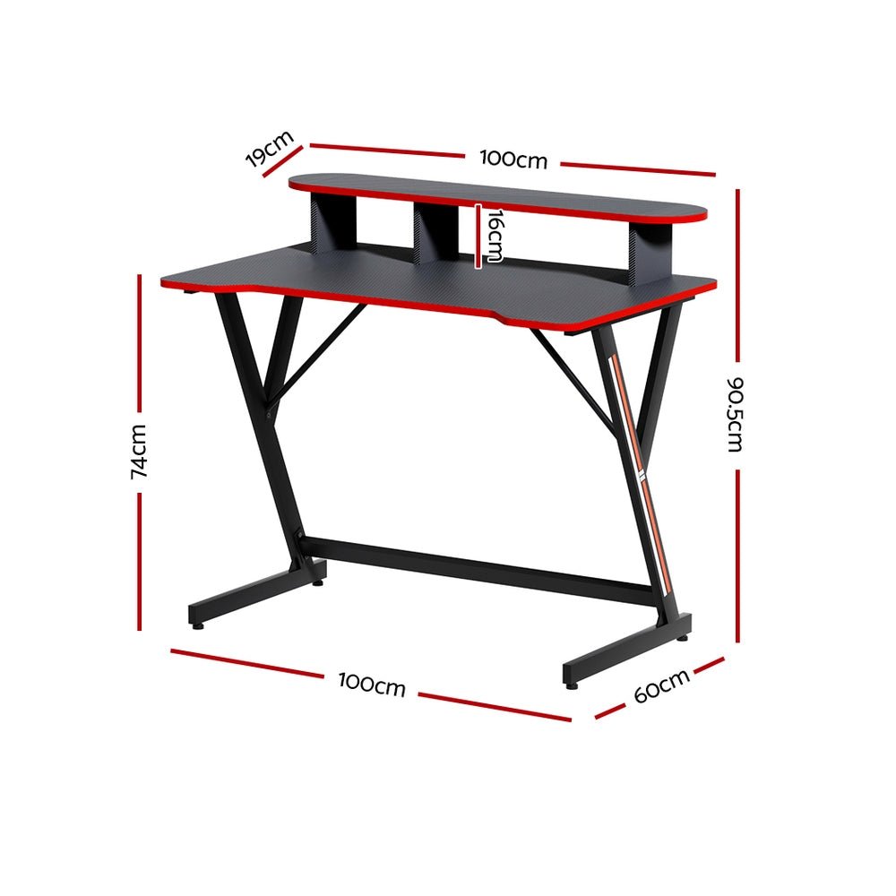 Two - Tier Gaming Desk - Black - Furniture > Office - Rivercity House & Home Co. (ABN 18 642 972 209) - Affordable Modern Furniture Australia