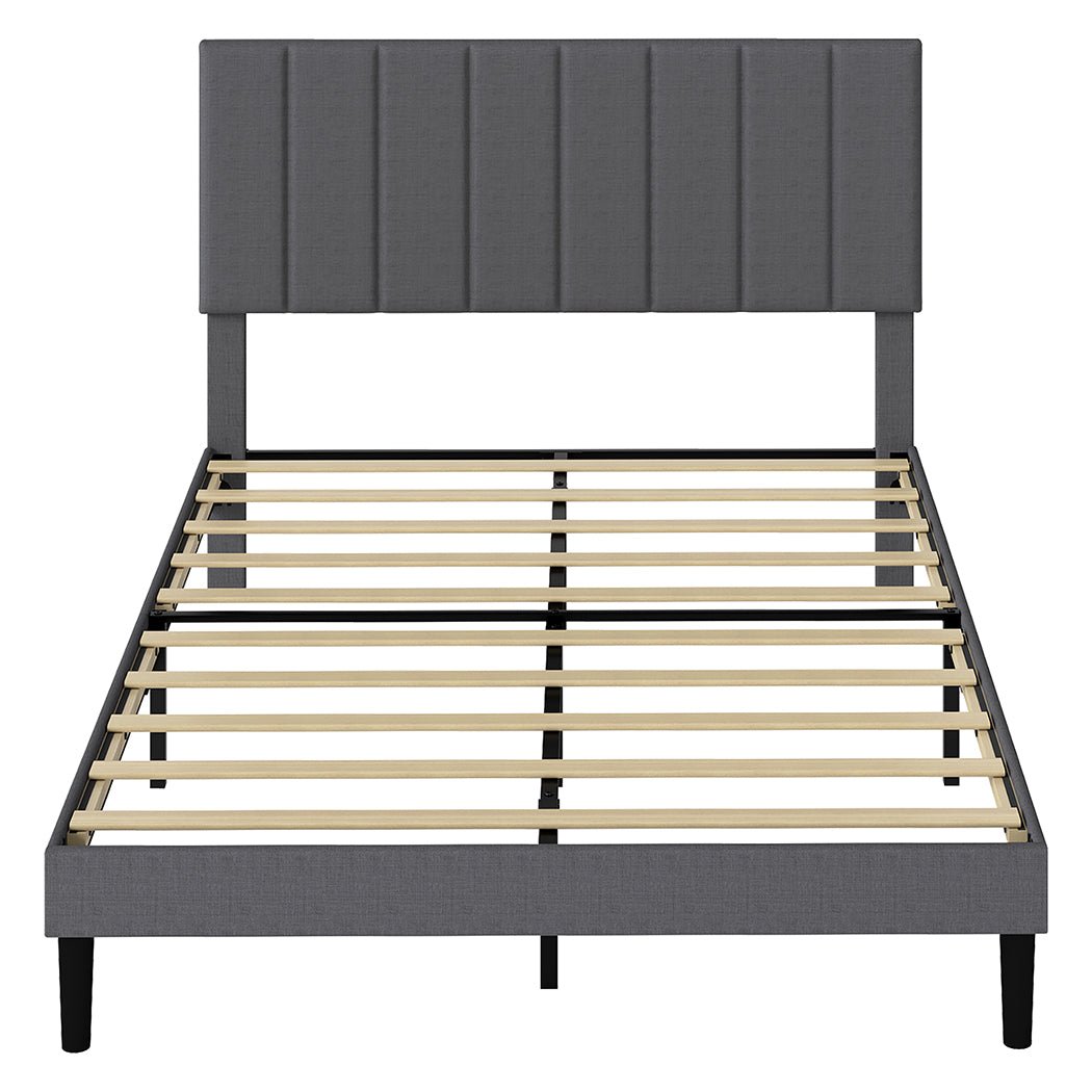 Upholstered Double Platform Bed Frame with Storage - Dark Grey - Rivercity House & Home Co. (ABN 18 642 972 209) - Affordable Modern Furniture Australia