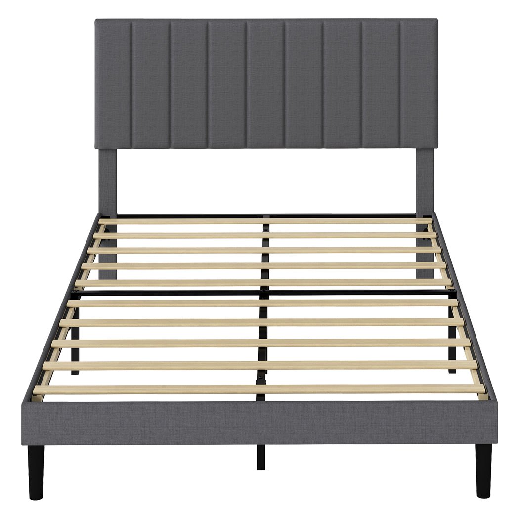 Upholstered Queen Platform Bed Frame with Storage - Dark Grey - Rivercity House & Home Co. (ABN 18 642 972 209) - Affordable Modern Furniture Australia