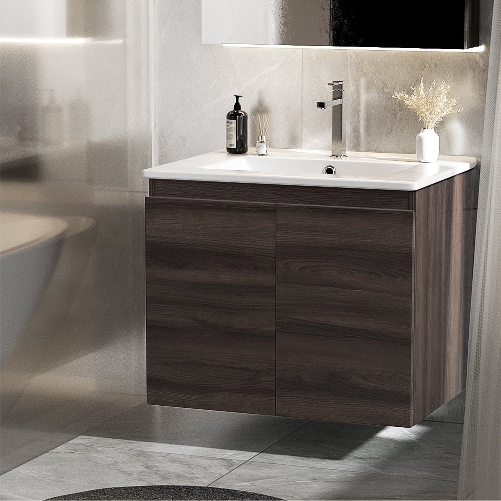 Vanity Unit 600mm with Basin Walnut - Furniture > Bathroom - Rivercity House & Home Co. (ABN 18 642 972 209) - Affordable Modern Furniture Australia