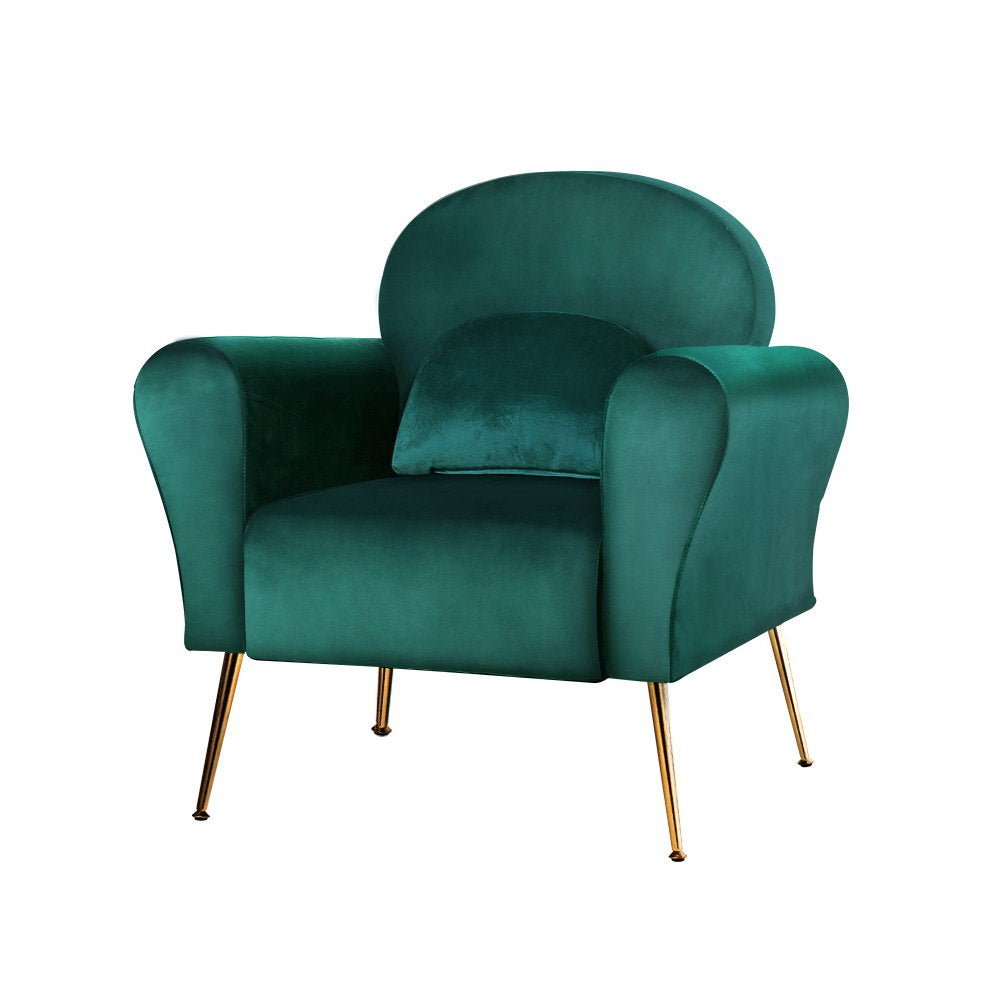 Velvet Cushion Armchair Lounge Chair Accent Green - Rivercity House & Home Co. (ABN 18 642 972 209) - Affordable Modern Furniture Australia