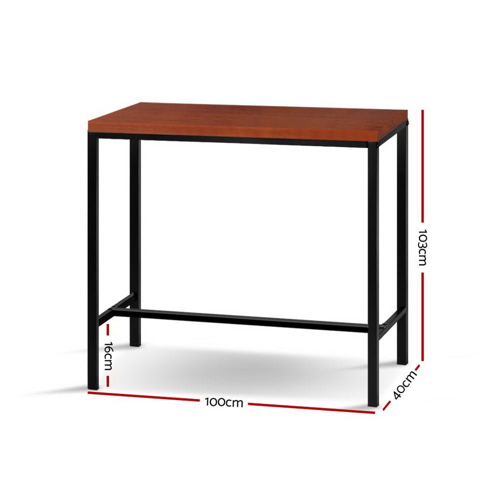 Vintage Bar Table ALEX Retro Pine Wood Metal Frame - Rivercity House & Home Co. (ABN 18 642 972 209) - Affordable Modern Furniture Australia