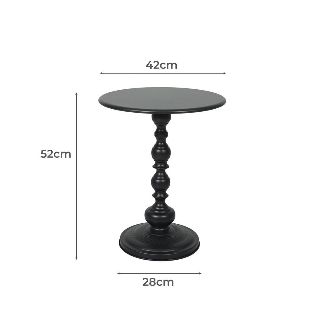 Vintage Round Metal Side Table with End Design - Black - Rivercity House & Home Co. (ABN 18 642 972 209) - Affordable Modern Furniture Australia