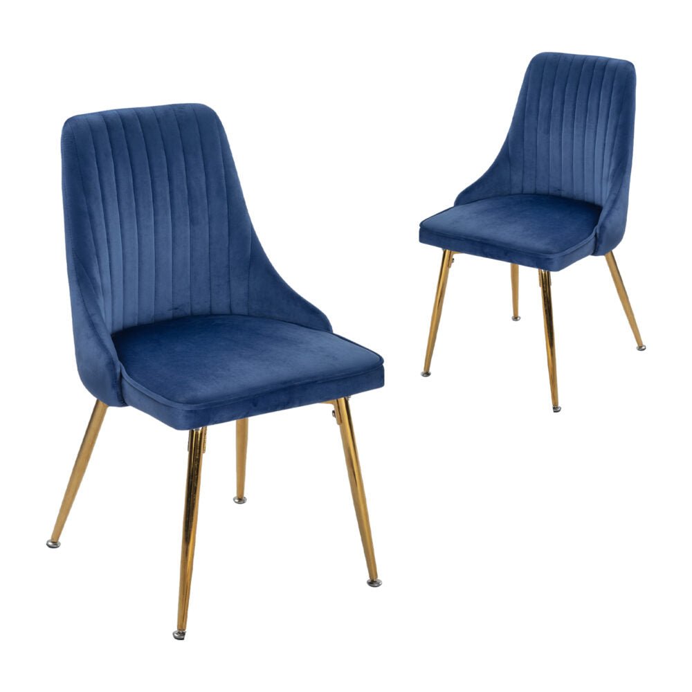 Viva Forever Set of 2 Velvet Dining Chairs with Gold Metal Legs – Blue - Furniture > Dining > Kitchen & Dining Chairs - Rivercity House & Home Co. (ABN 18 642 972 209) - Affordable Modern Furniture Australia