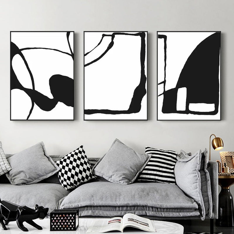 Wall Art 40cmx60cm Black and White 3 Sets Black Frame Canvas - Home & Garden > Wall Art - Rivercity House & Home Co. (ABN 18 642 972 209) - Affordable Modern Furniture Australia