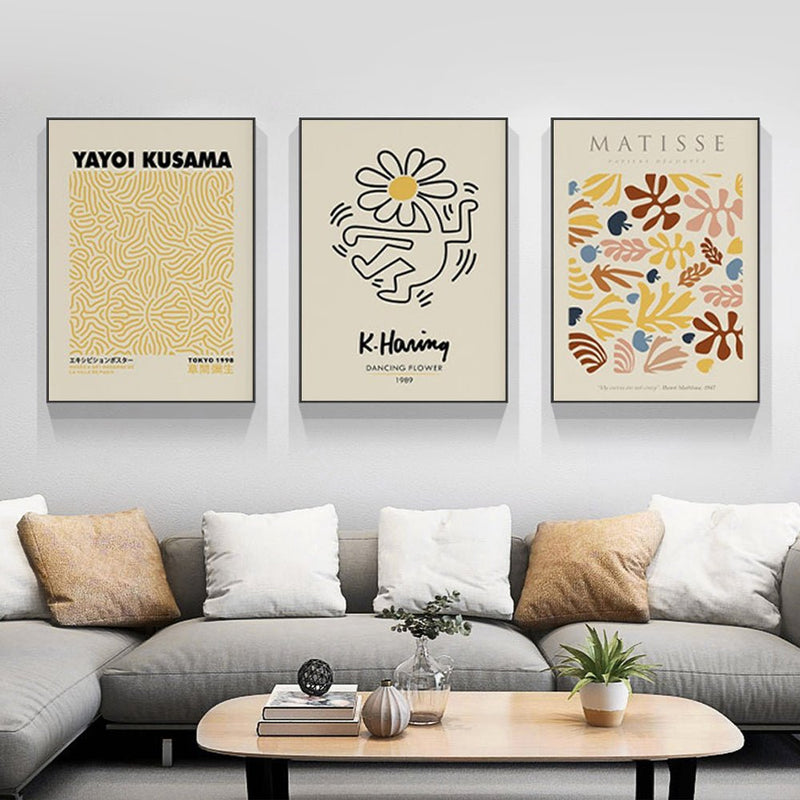 Wall Art 50cmx70cm Matisse, Keith Haring, Yayoi Kusama 3 Sets Black Frame Canvas - Home & Garden > Wall Art - Rivercity House & Home Co. (ABN 18 642 972 209) - Affordable Modern Furniture Australia