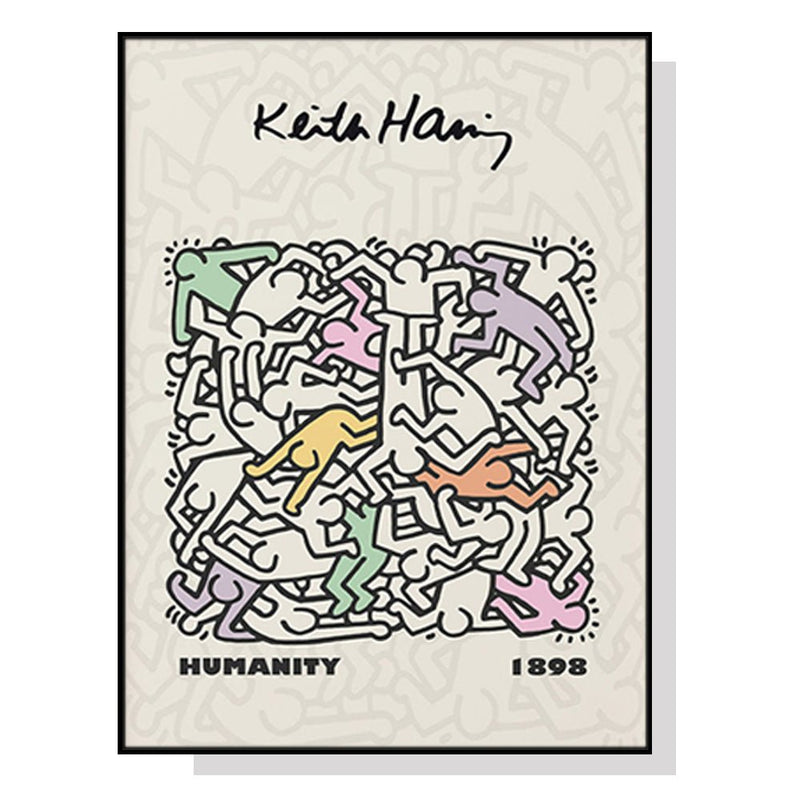Wall Art 60cmx90cm Keith Haring Humanity Black Frame Canvas - Home & Garden > Wall Art - Rivercity House & Home Co. (ABN 18 642 972 209) - Affordable Modern Furniture Australia