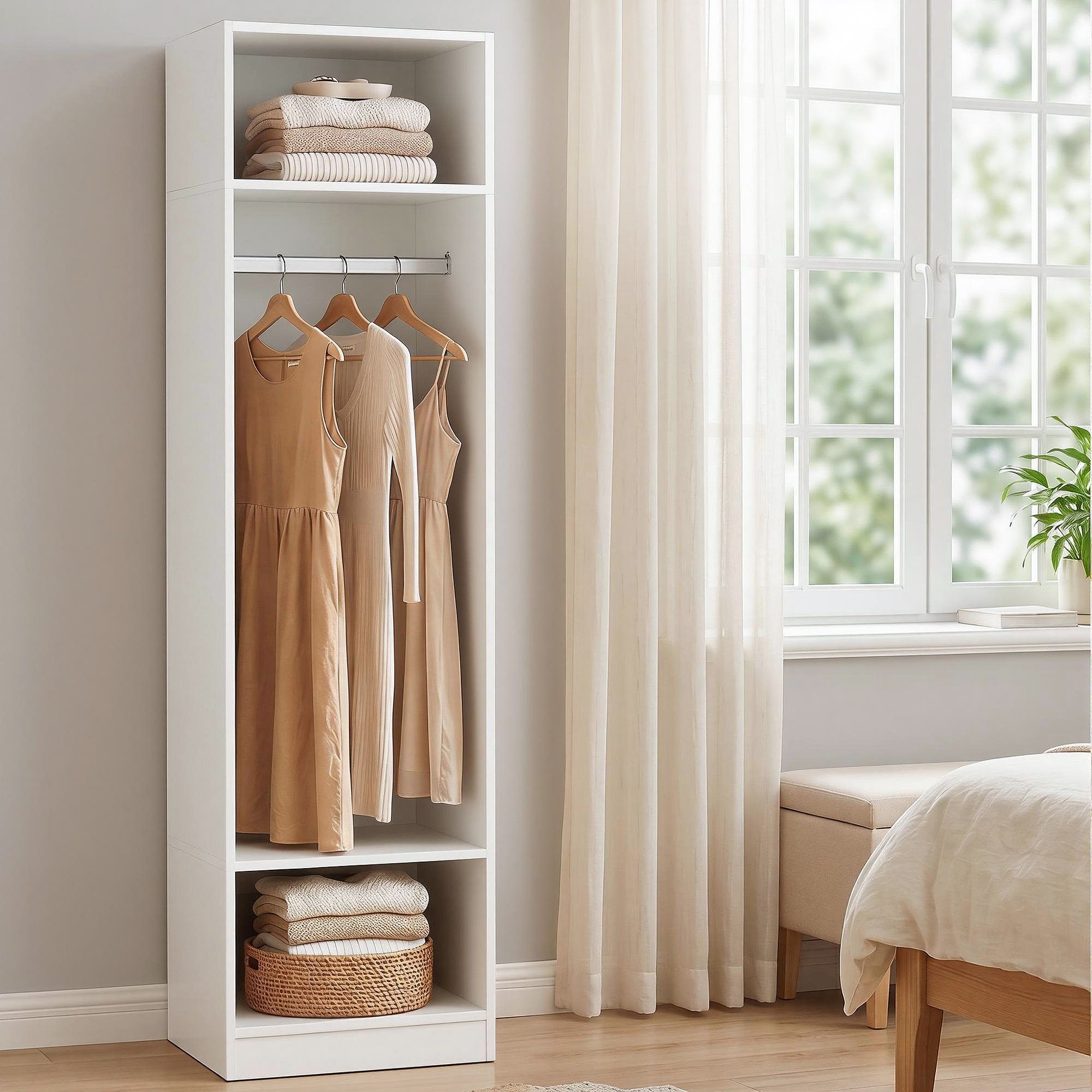 Wardrobe Clothes Closet Storage Organizer Shelf White - Home & Garden > Storage > Clothing & Wardrobe Storage - Rivercity House & Home Co. (ABN 18 642 972 209) - Affordable Modern Furniture Australia