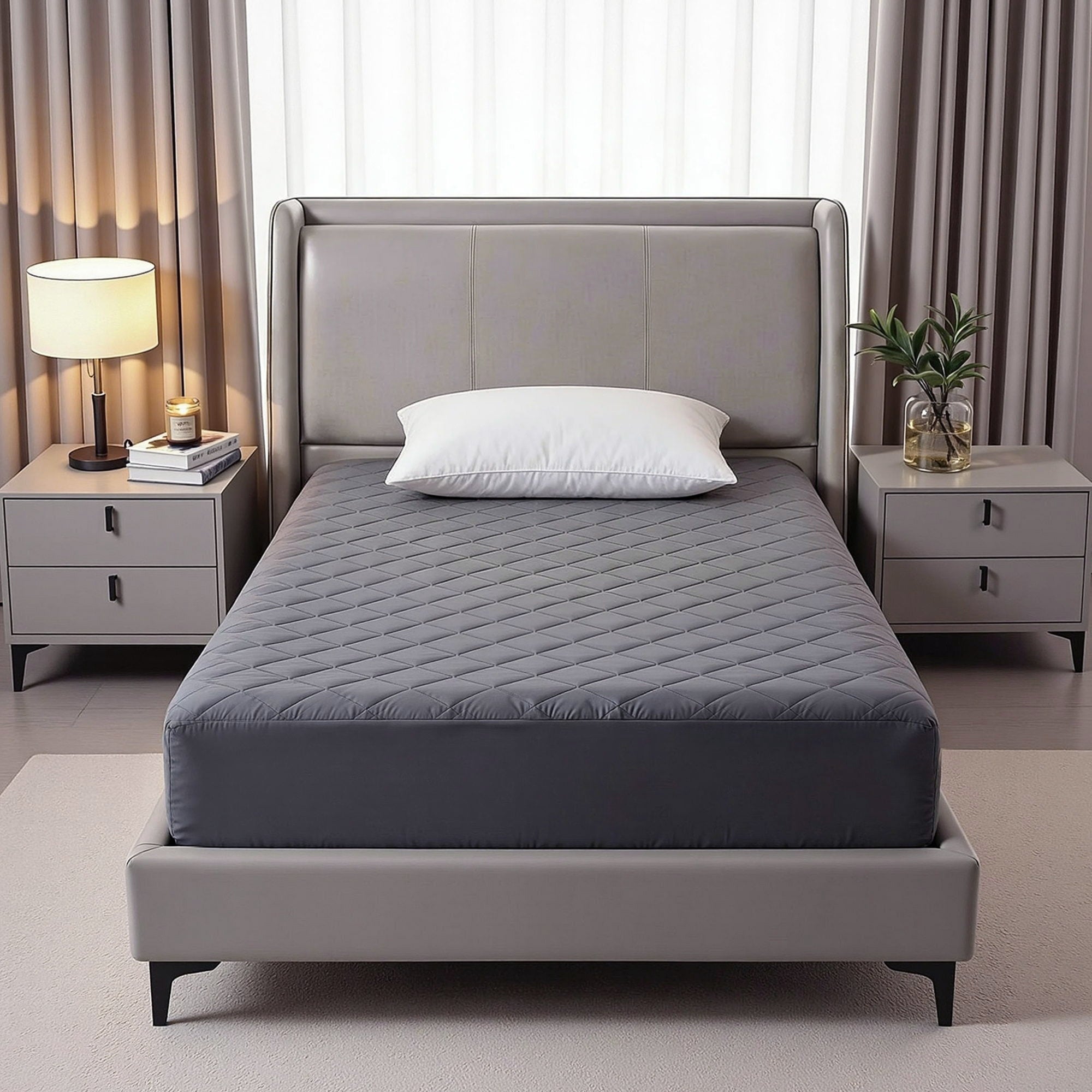 Water - Resistant Microfiber Mattress Protector Single 35cm 360° Fit - Grey - Home & Garden > Bedding > Mattress Protectors - Rivercity House & Home Co. (ABN 18 642 972 209) - Affordable Modern Furniture Australia