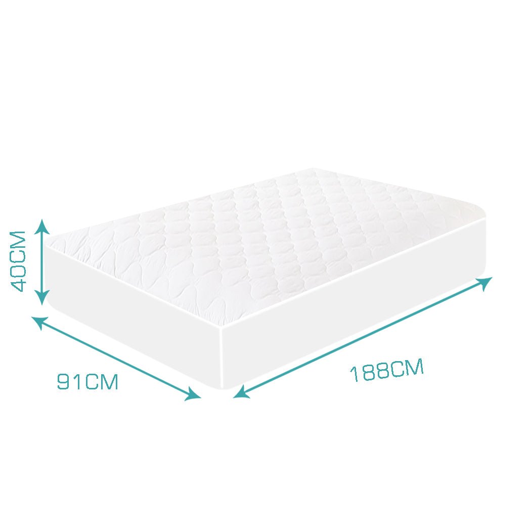 Waterproof Fitted Single Mattress Protector - White - Rivercity House & Home Co. (ABN 18 642 972 209) - Affordable Modern Furniture Australia