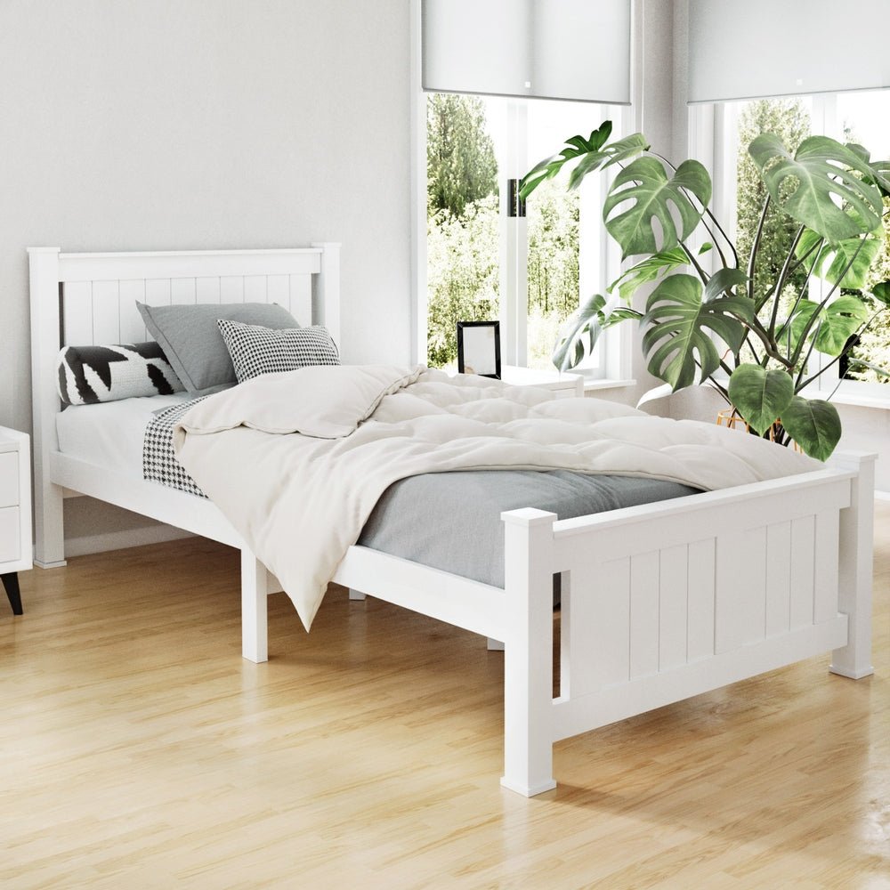 Wendy Wooden Single Bed Frame White - Rivercity House & Home Co. (ABN 18 642 972 209) - Affordable Modern Furniture Australia