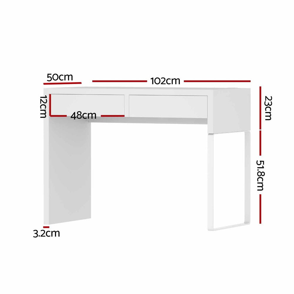 White Computer Desk with 2 Drawers - Furniture - Rivercity House & Home Co. (ABN 18 642 972 209) - Affordable Modern Furniture Australia