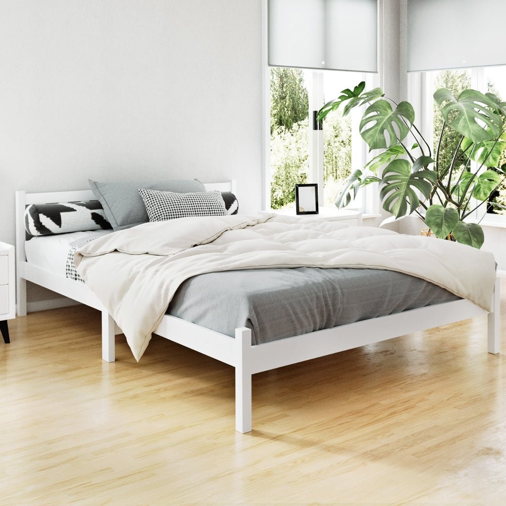 Whitehaven Wooden Double Bed Frame White - Rivercity House & Home Co. (ABN 18 642 972 209) - Affordable Modern Furniture Australia