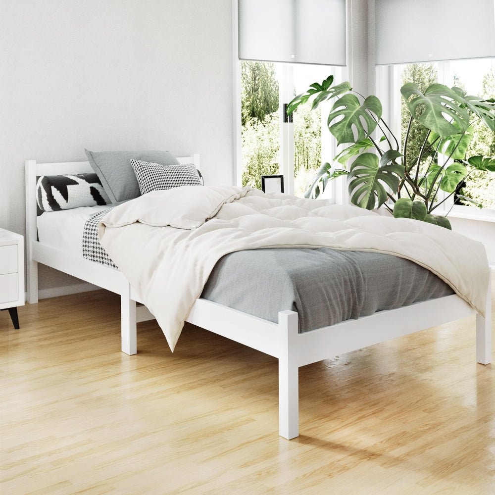 Whitehaven Wooden King Single Bed Frame White - Furniture > Bedroom - Rivercity House & Home Co. (ABN 18 642 972 209) - Affordable Modern Furniture Australia