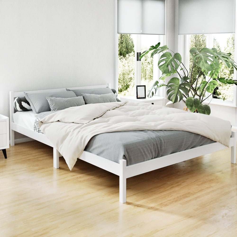 Whitehaven Wooden Queen Bed Frame White - Furniture > Bedroom - Rivercity House & Home Co. (ABN 18 642 972 209) - Affordable Modern Furniture Australia