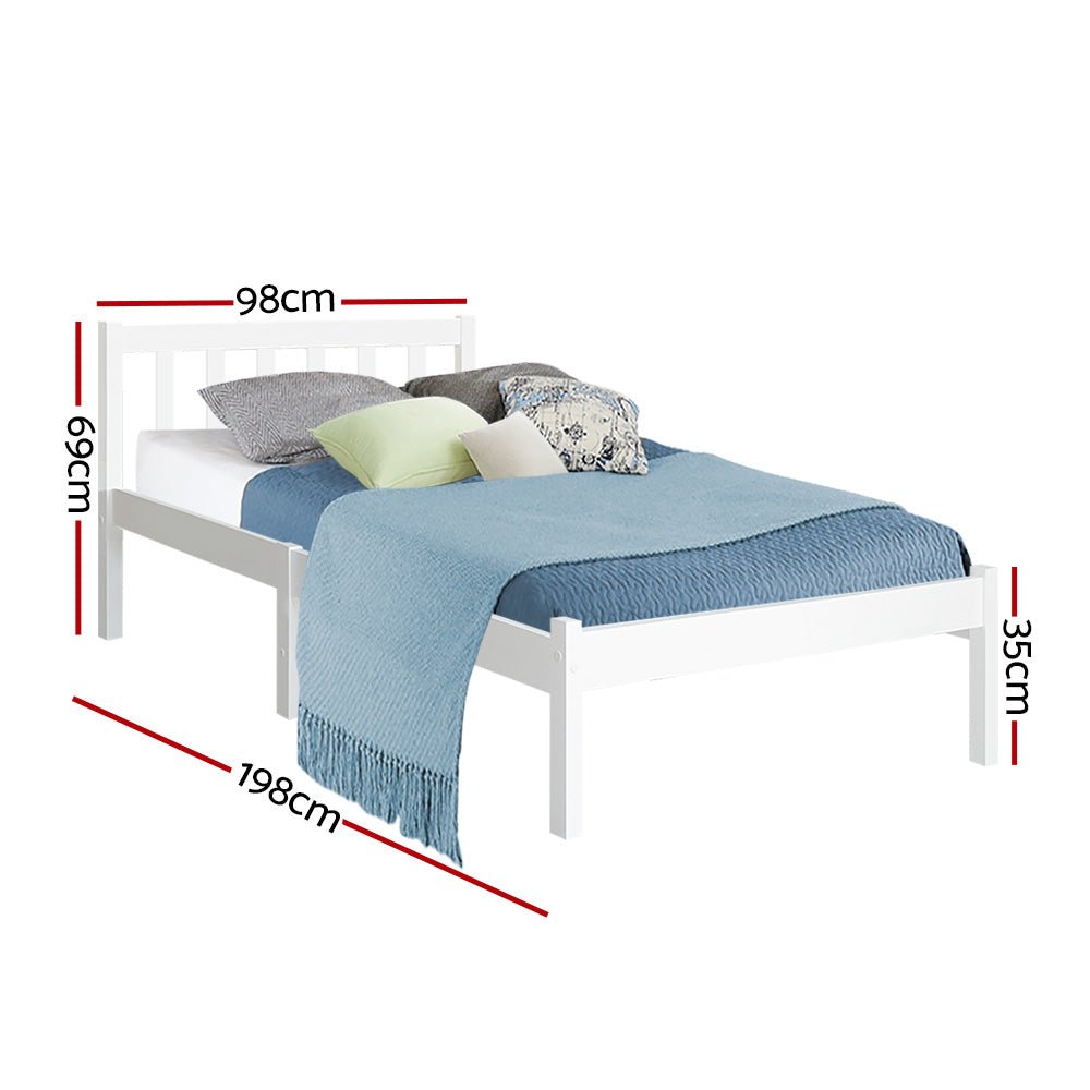 Whitehaven Wooden Single Bed Frame White - Rivercity House & Home Co. (ABN 18 642 972 209) - Affordable Modern Furniture Australia