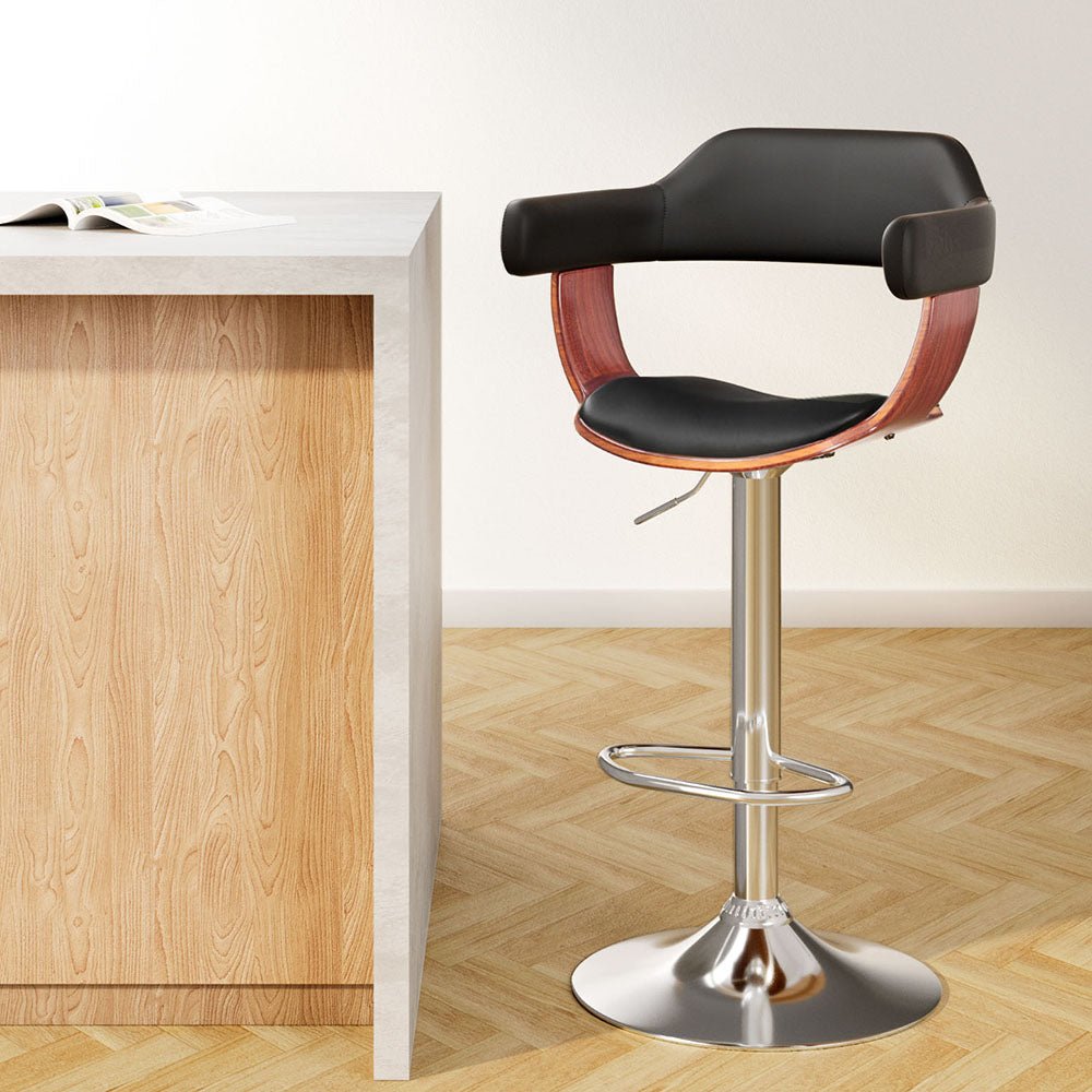 Wooden Bar Stool Black & Wood - Rivercity House & Home Co. (ABN 18 642 972 209) - Affordable Modern Furniture Australia