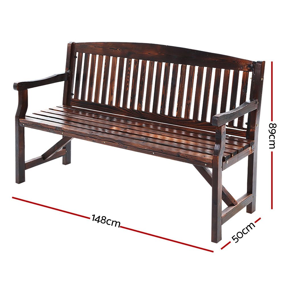 Wooden Garden Bench Chair Natural Outdoor Furniture Decor Patio Deck 3 Seater - Rivercity House & Home Co. (ABN 18 642 972 209) - Affordable Modern Furniture Australia