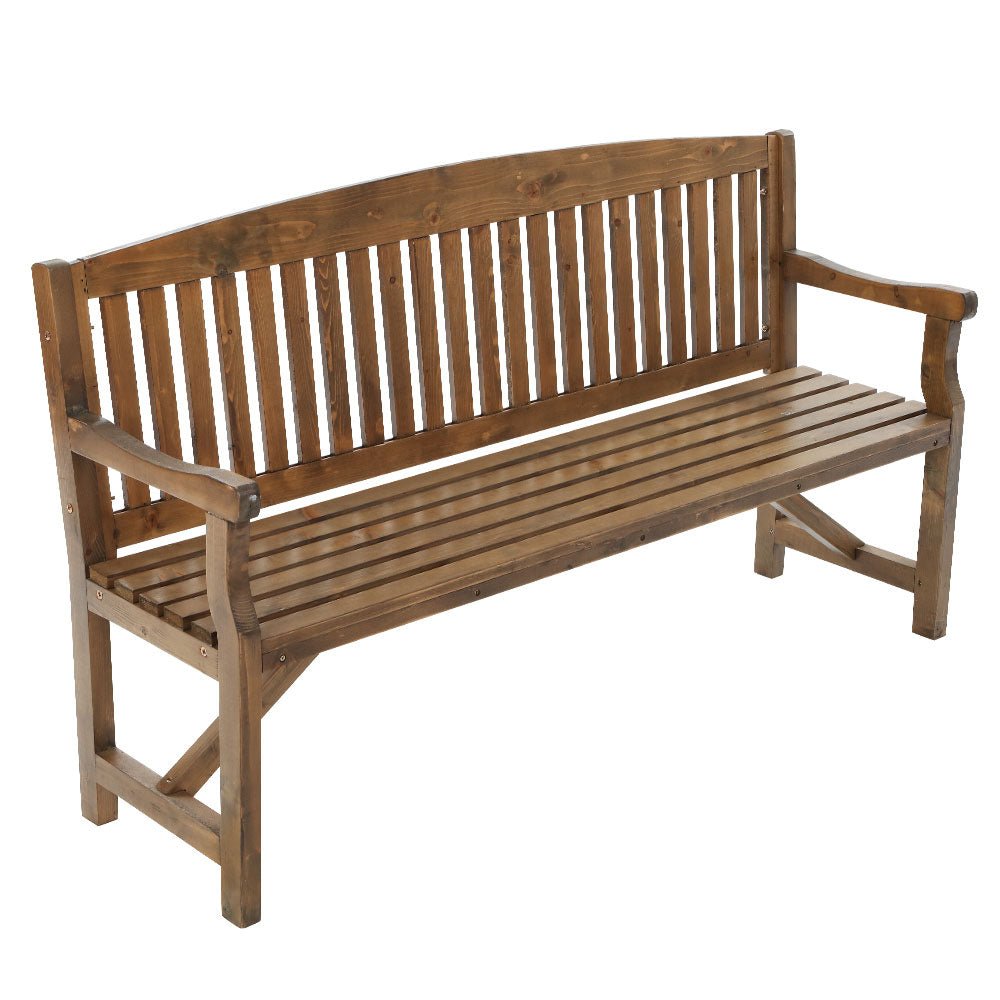 Wooden Garden Bench Chair Natural Outdoor Furniture Decor Patio Deck 3 Seater - Rivercity House & Home Co. (ABN 18 642 972 209) - Affordable Modern Furniture Australia