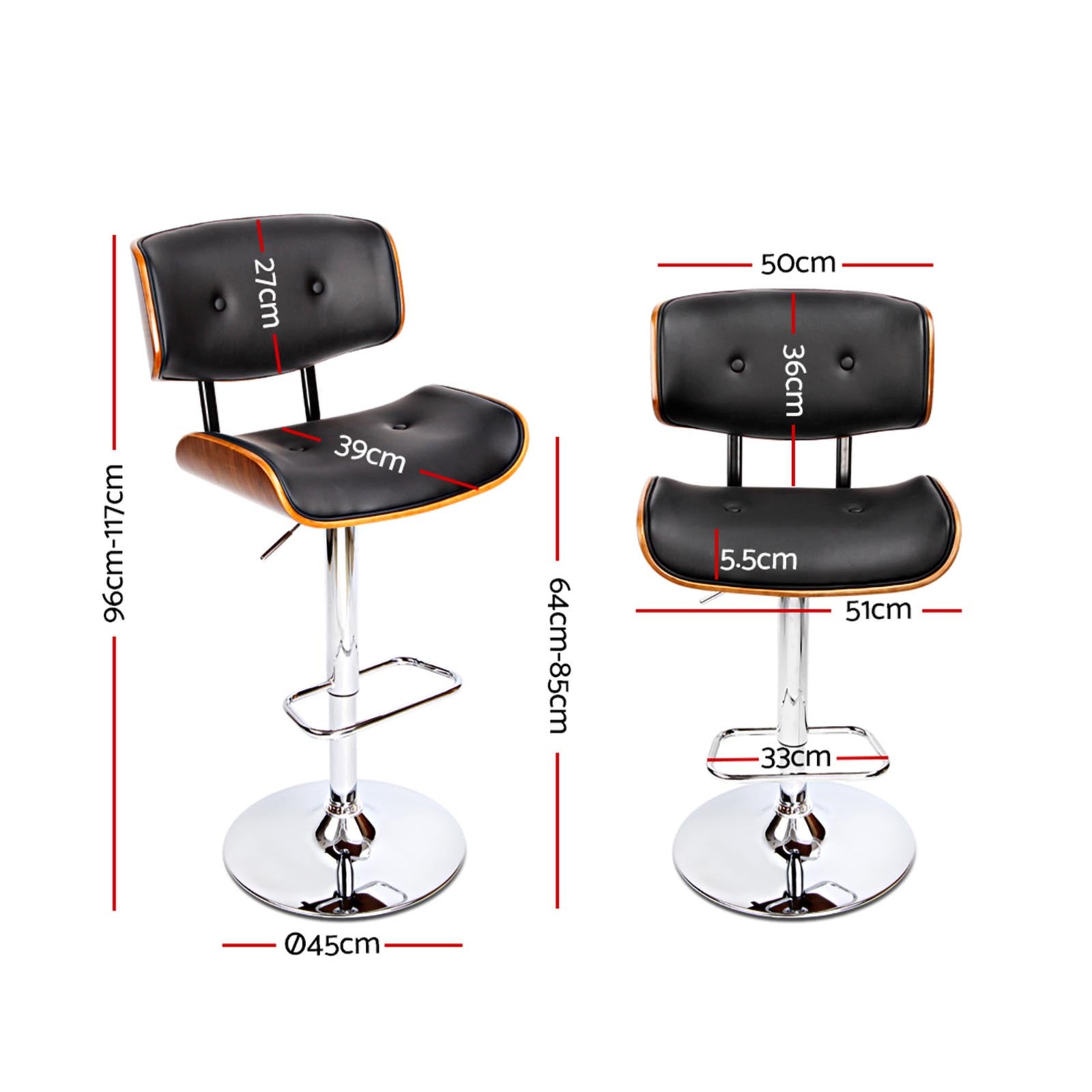 Wooden Gas Lift Bar Stool - Rivercity House & Home Co. (ABN 18 642 972 209) - Affordable Modern Furniture Australia