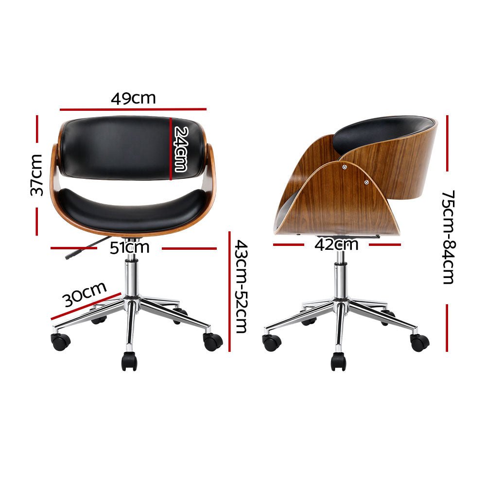 Wooden Office Desk Chair (Brown & Black) - Rivercity House & Home Co. (ABN 18 642 972 209) - Affordable Modern Furniture Australia