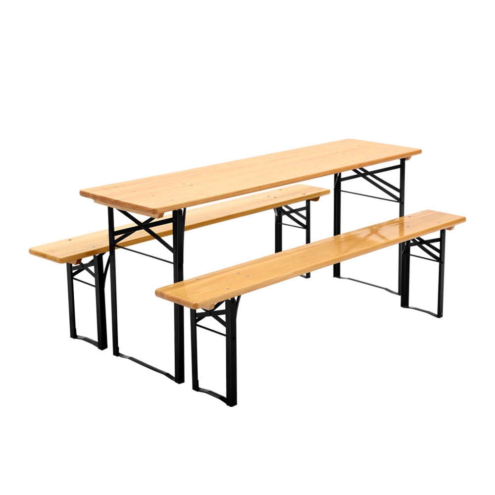 Wooden Outdoor Foldable Bench Set - Natural - Rivercity House & Home Co. (ABN 18 642 972 209) - Affordable Modern Furniture Australia
