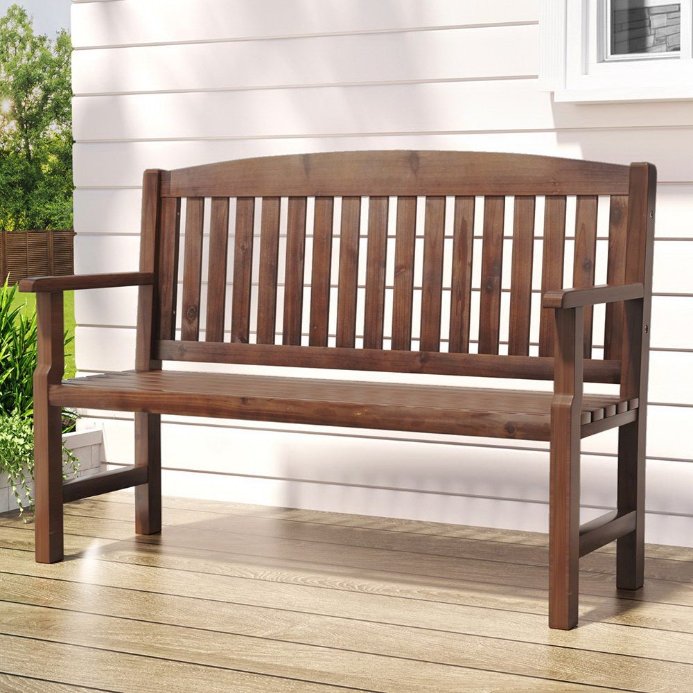 Wooden Outdoor Garden Bench Seat Brown - Furniture > Outdoor - Rivercity House & Home Co. (ABN 18 642 972 209) - Affordable Modern Furniture Australia