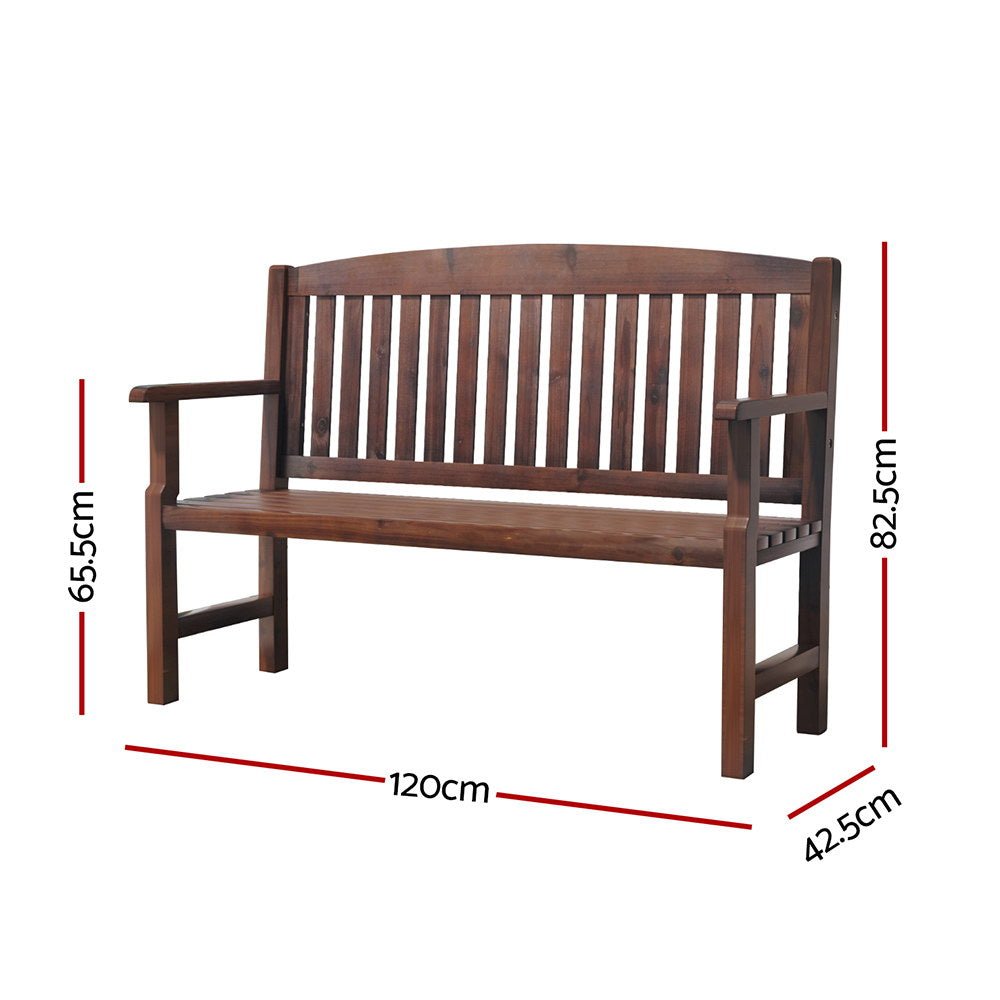 Wooden Outdoor Garden Bench Seat Brown - Furniture > Outdoor - Rivercity House & Home Co. (ABN 18 642 972 209) - Affordable Modern Furniture Australia
