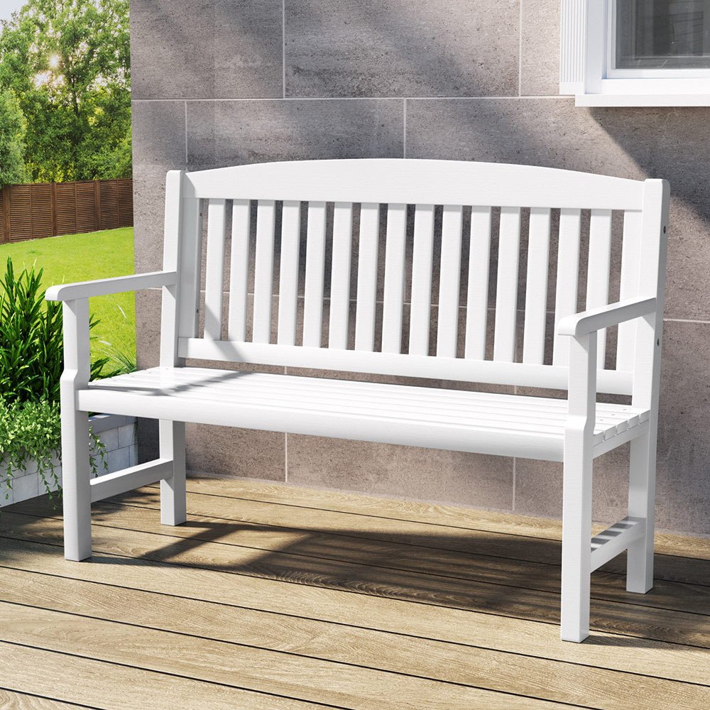Wooden Outdoor Garden Bench Seat White