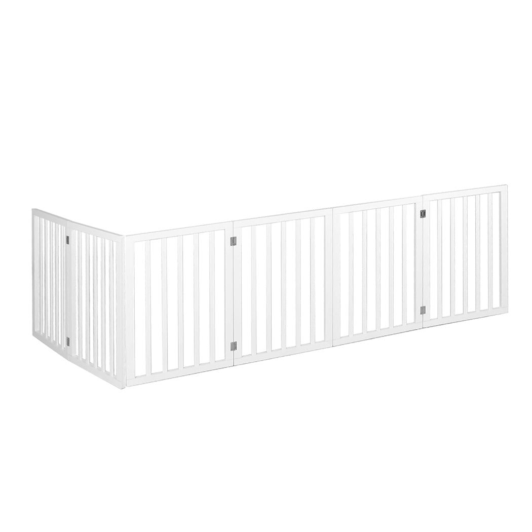 Wooden Pet Gate Foldable Dog Fence 6 Panels - White - Rivercity House & Home Co. (ABN 18 642 972 209) - Affordable Modern Furniture Australia