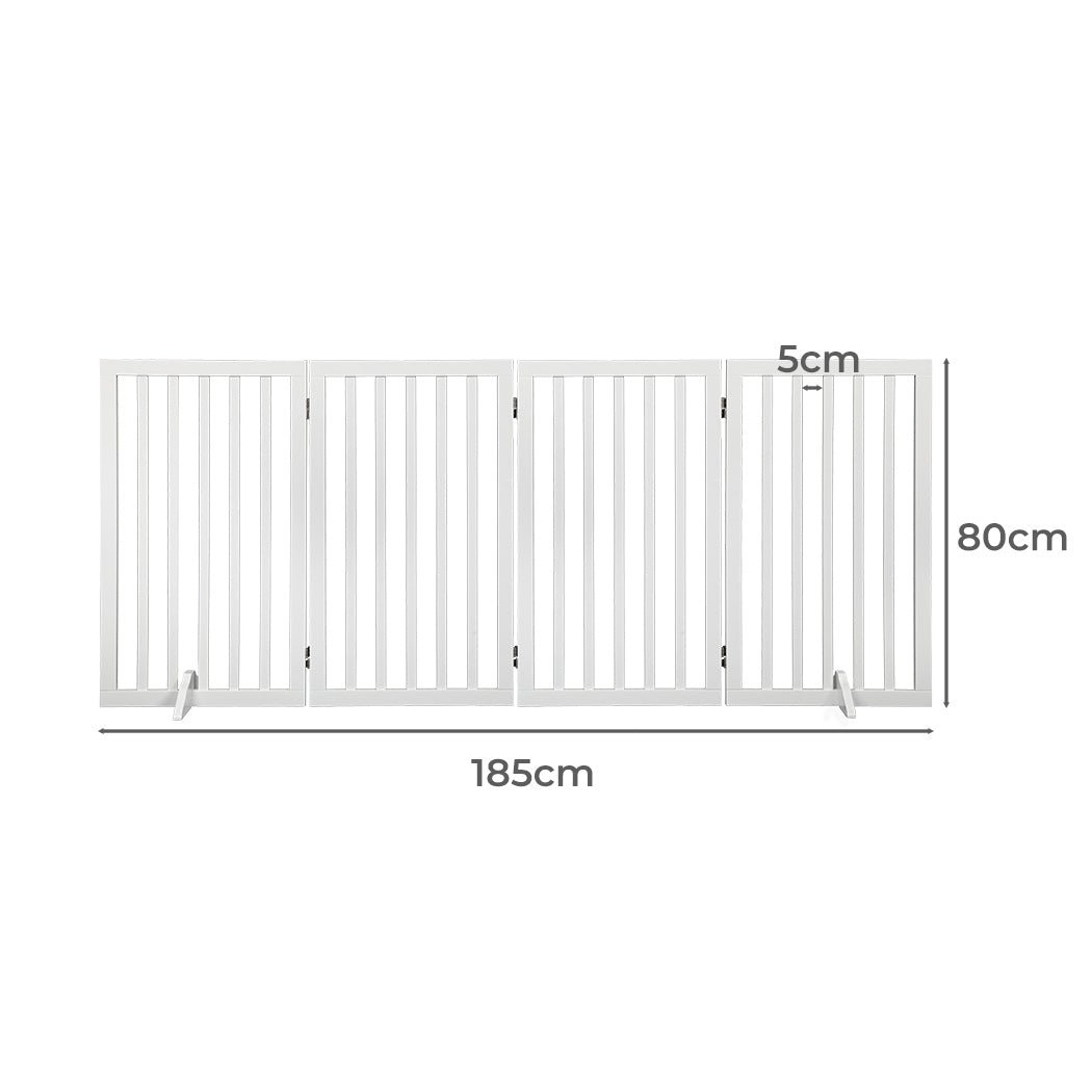 Wooden Pet Gate Foldable Dog Fence Safety 800x 3MM - White - Rivercity House & Home Co. (ABN 18 642 972 209) - Affordable Modern Furniture Australia