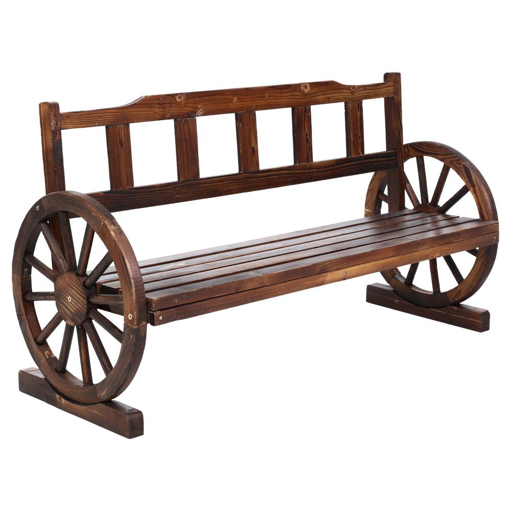 Wooden Wagon Wheel Bench Seat - Furniture - Rivercity House & Home Co. (ABN 18 642 972 209) - Affordable Modern Furniture Australia