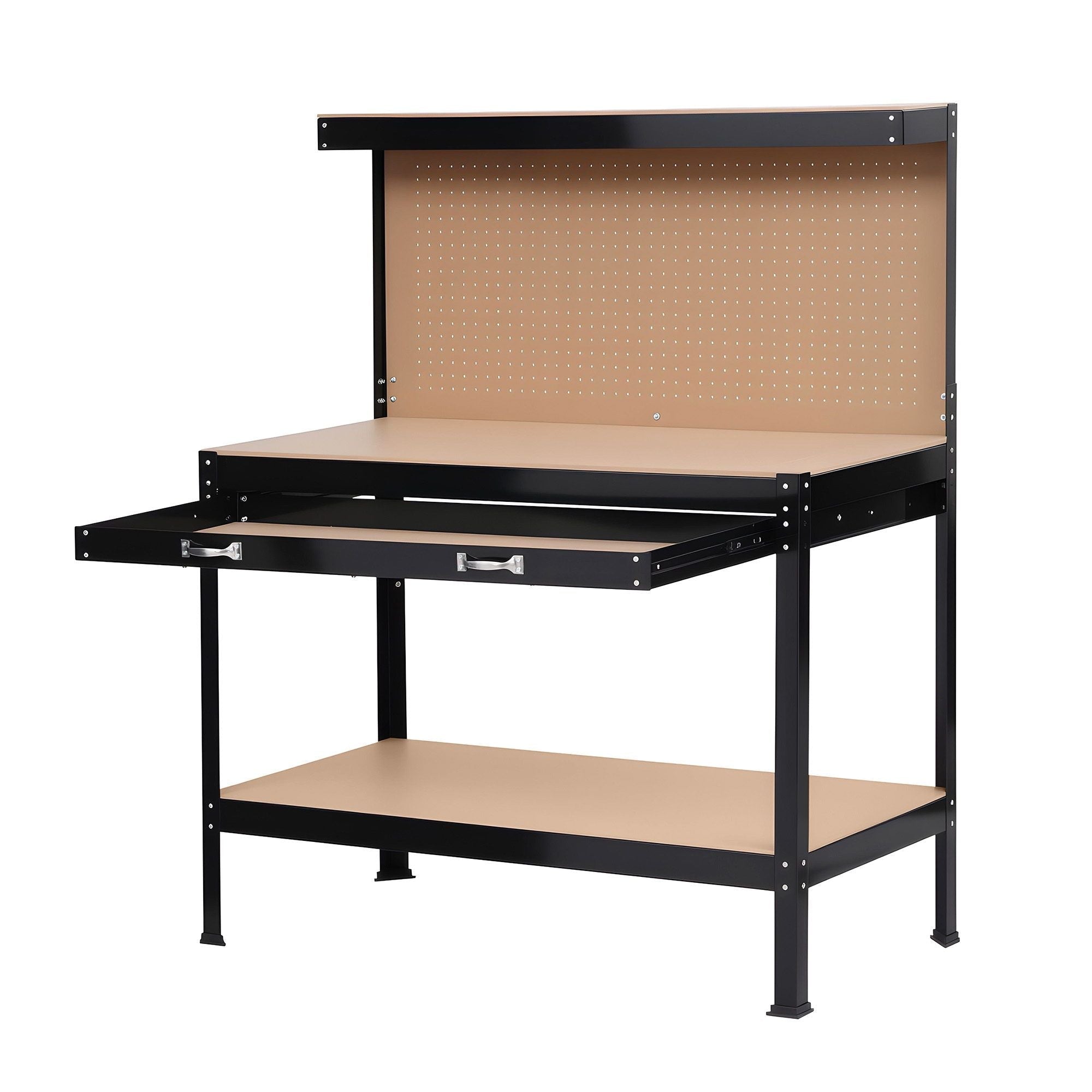 Workbench with Pegboard and Ultra - Wide 120cm Work Table for Garage DIY, 20 Hooks - Tools > Tools Storage > Work Benches - Rivercity House & Home Co. (ABN 18 642 972 209) - Affordable Modern Furniture Australia